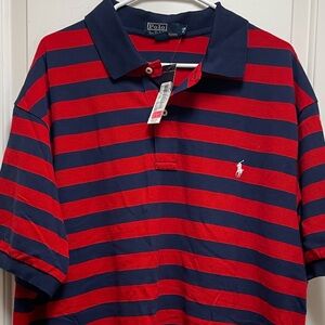 *NWT* Ralph Lauren Polo Men's XXL Big Red & Navy Striped Polo Nautical Y2K